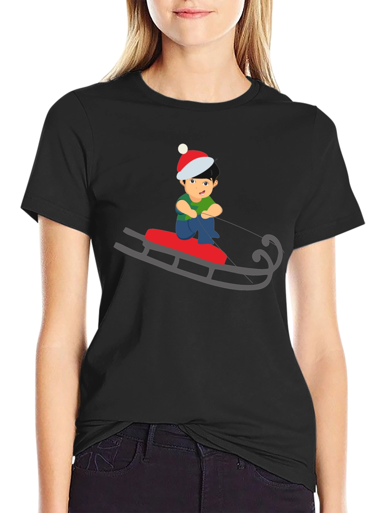 Sledding Boy Graphic Tee - Holiday Fun