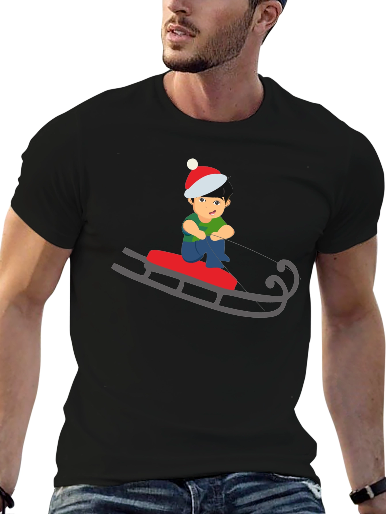 Sledding Boy Graphic Tee - Holiday Fun