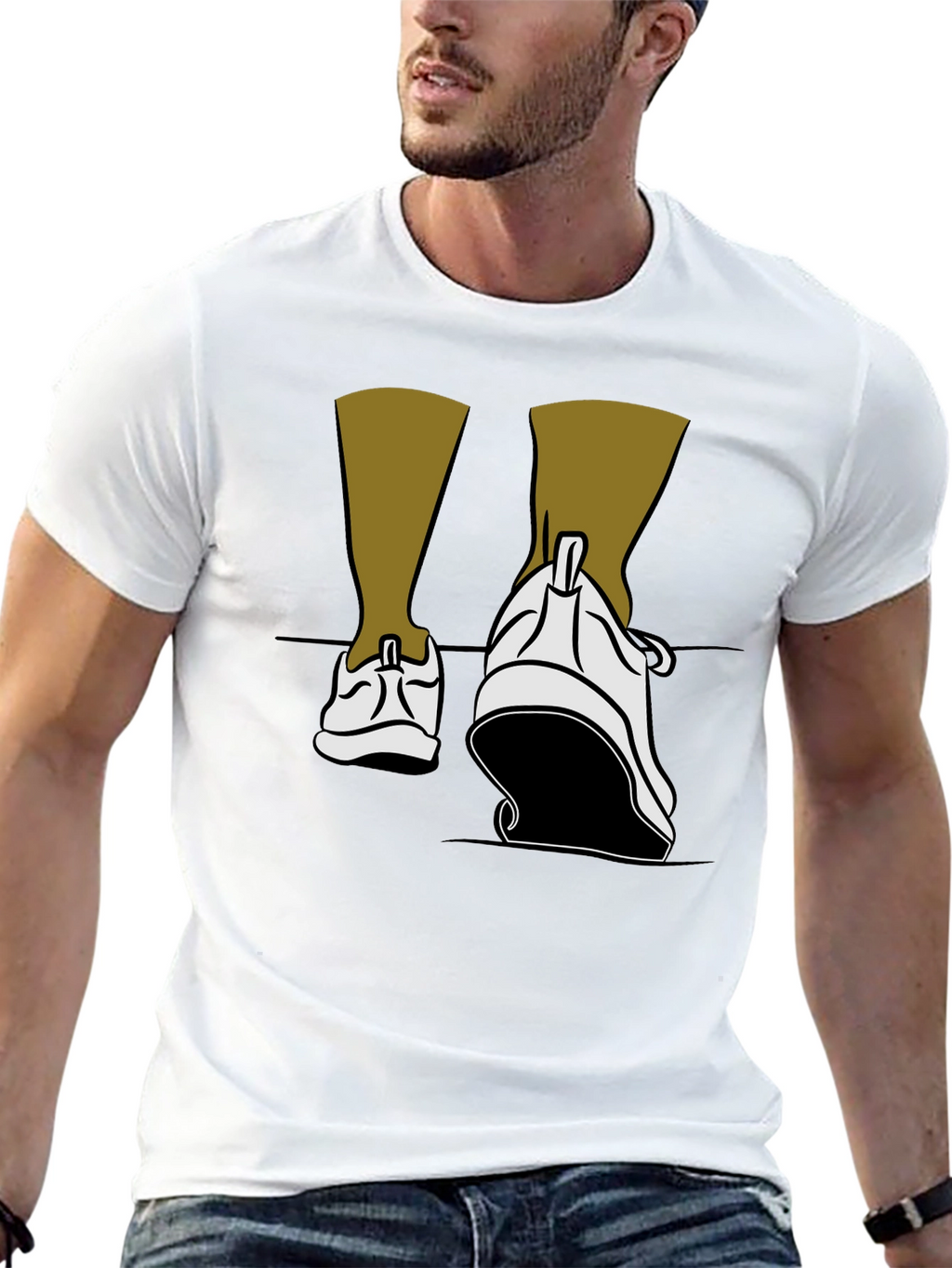 Walking Shoes Graphic Tee - Black Cotton Blend