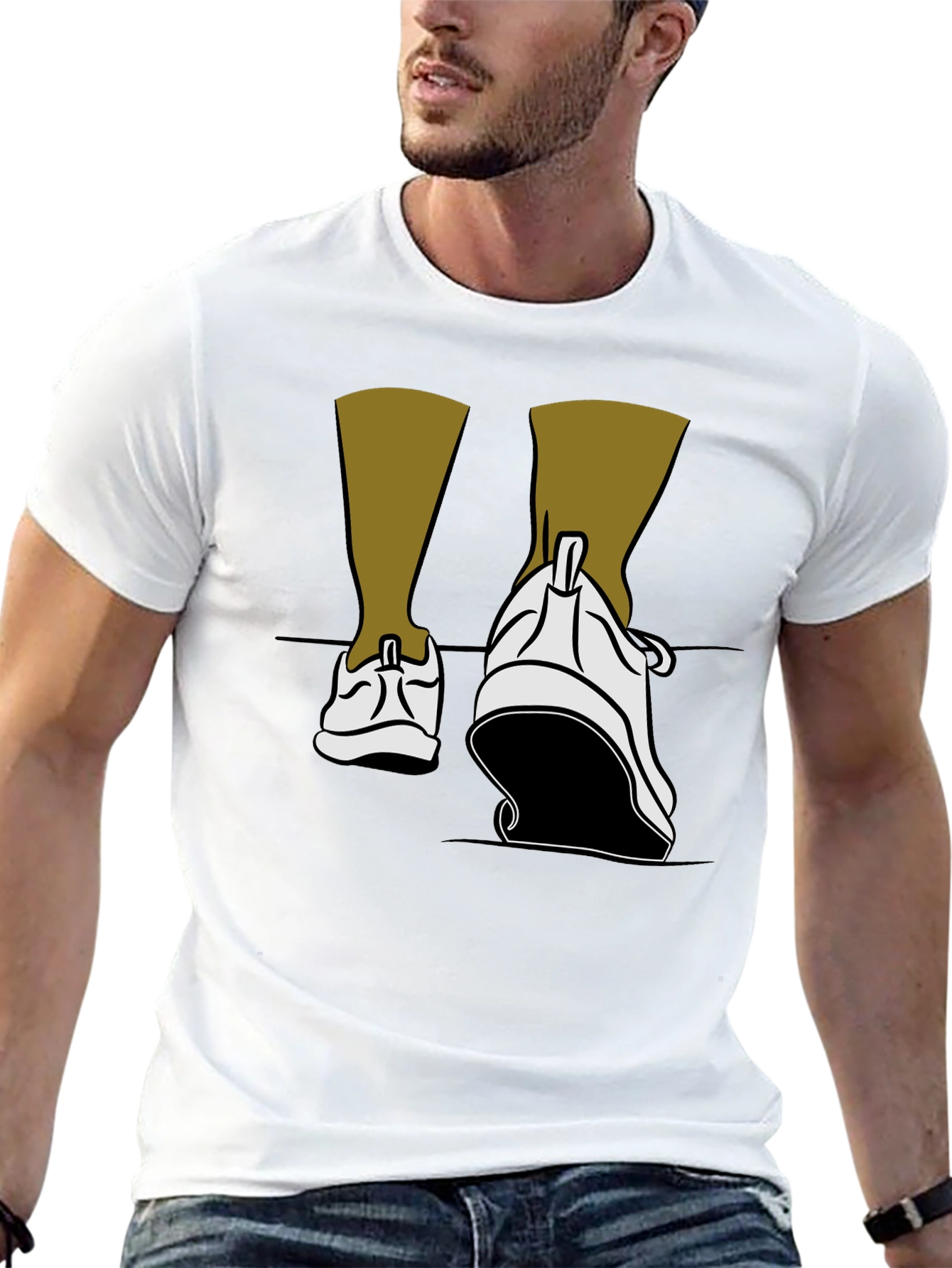 Walking Shoes Graphic Tee - Black Cotton Blend