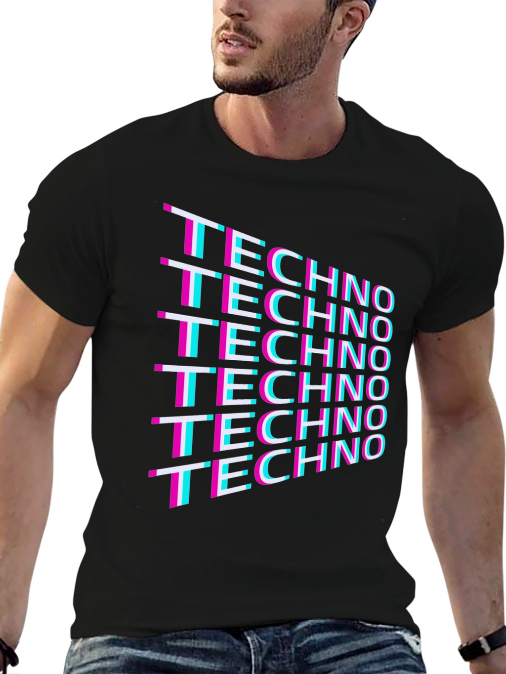 Retro Techno T-Shirt - Black