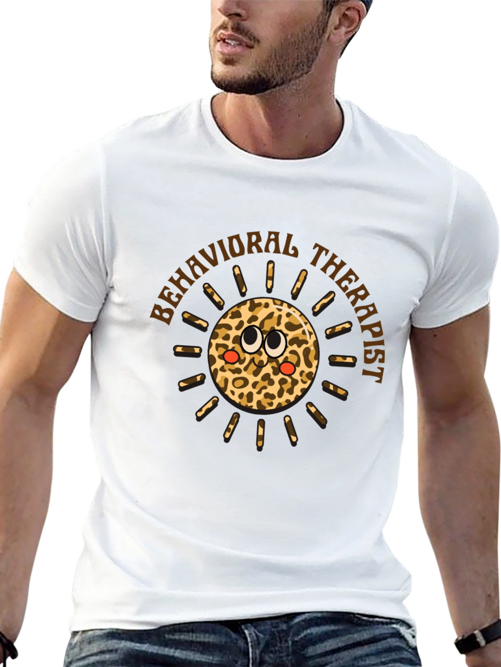 Behavioral Therapist Leopard Print Sun Graphic Tee