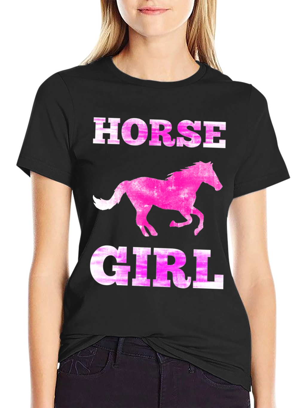 Horse Girl Tee - Pink Horse Graphic