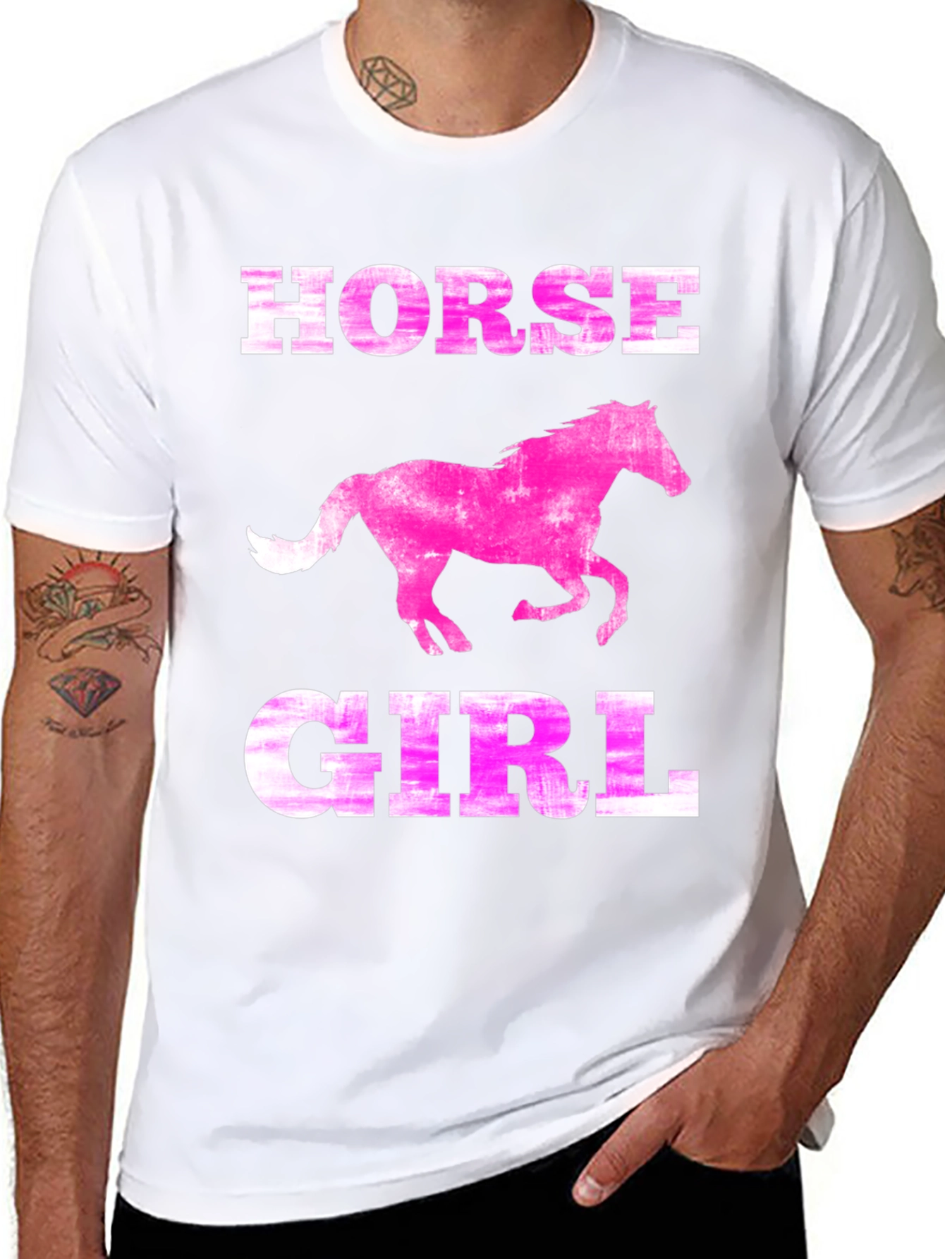 Horse Girl Tee - Pink Horse Graphic