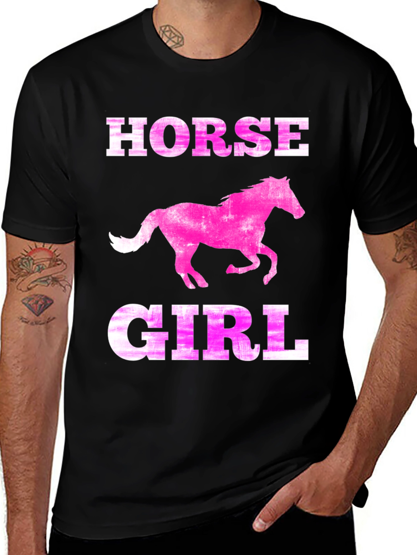 Horse Girl Tee - Pink Horse Graphic