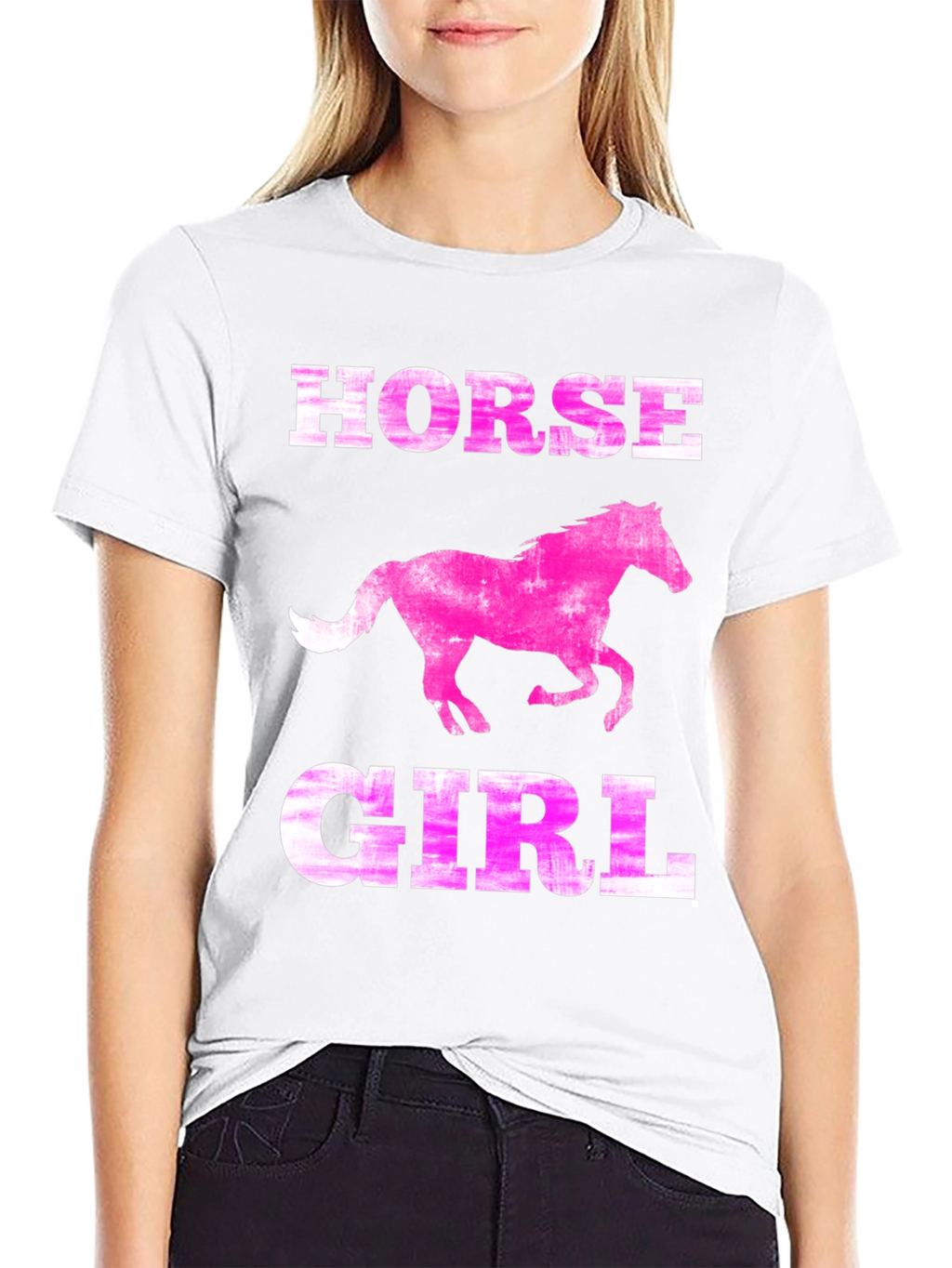 Horse Girl Tee - Pink Horse Graphic