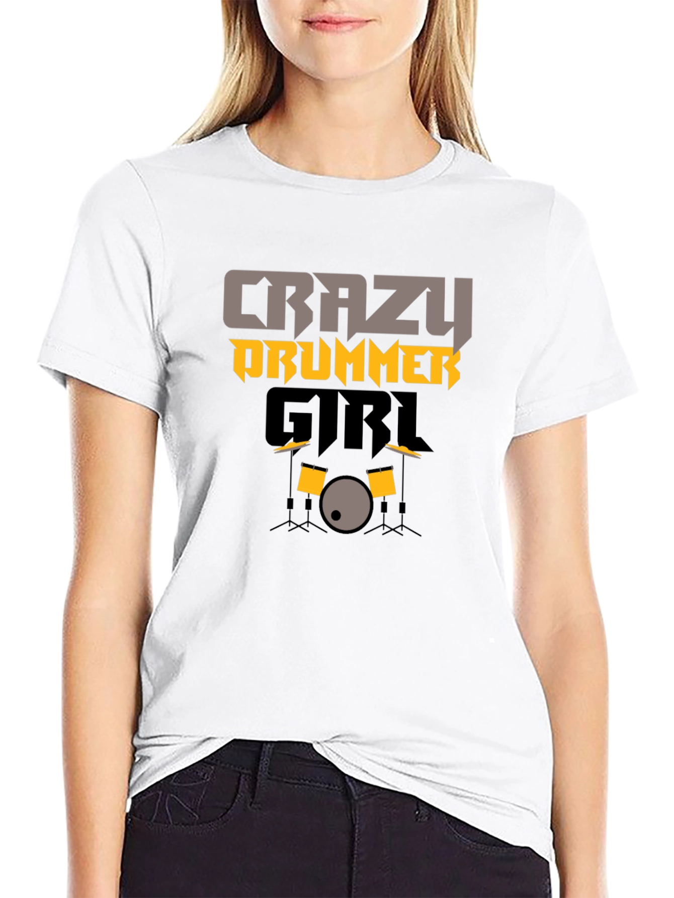 Crazy Drummer Girl Graphic Tee