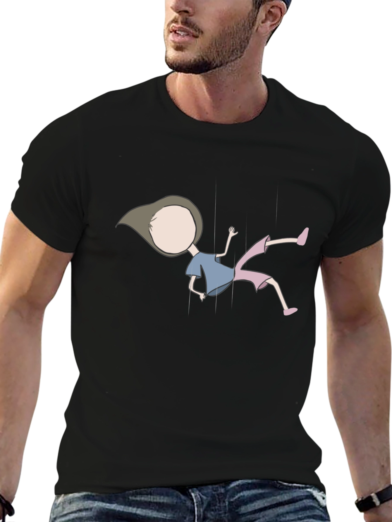 Black T-Shirt with Puppet Design