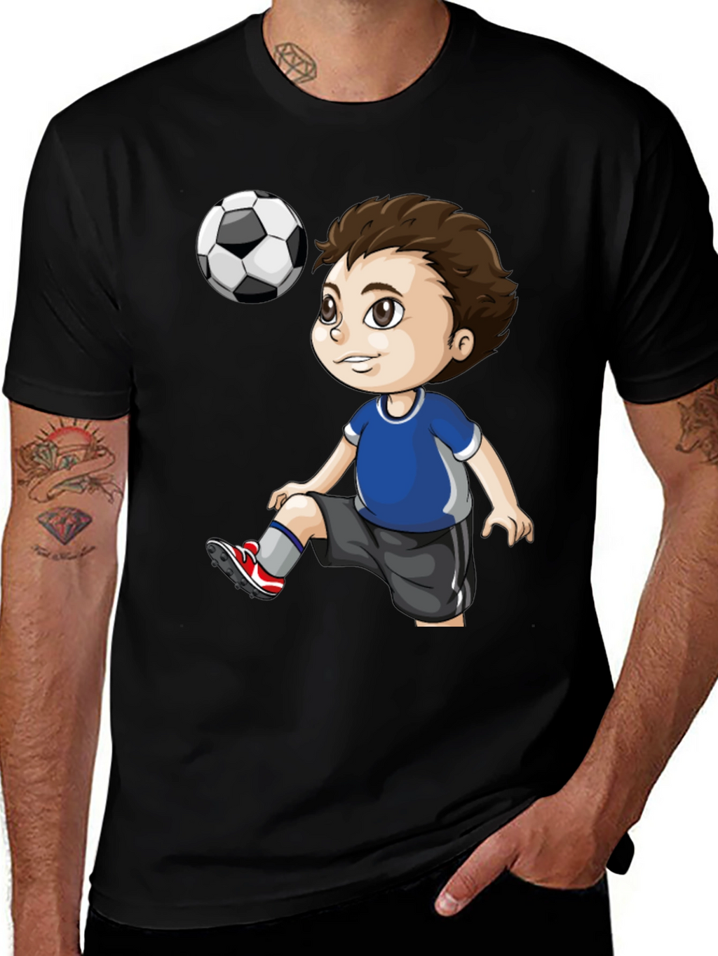 Soccer Kid Graphic T-Shirt - Black Cotton Tee