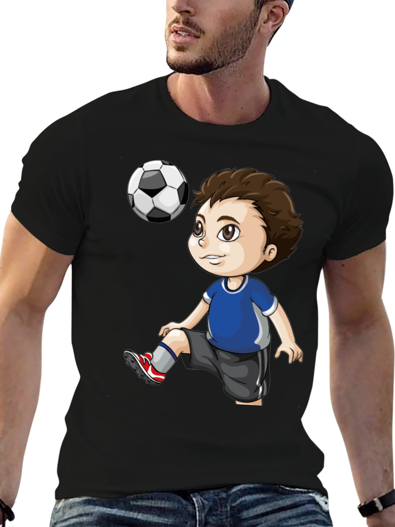 Soccer Kid Graphic T-Shirt - Black Cotton Tee