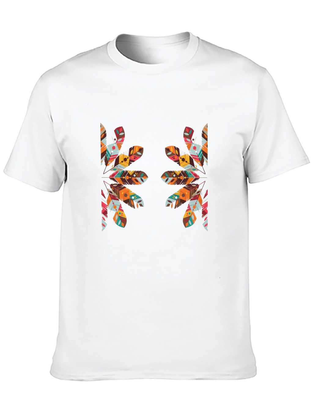 Tribal Feather Print Black T-Shirt
