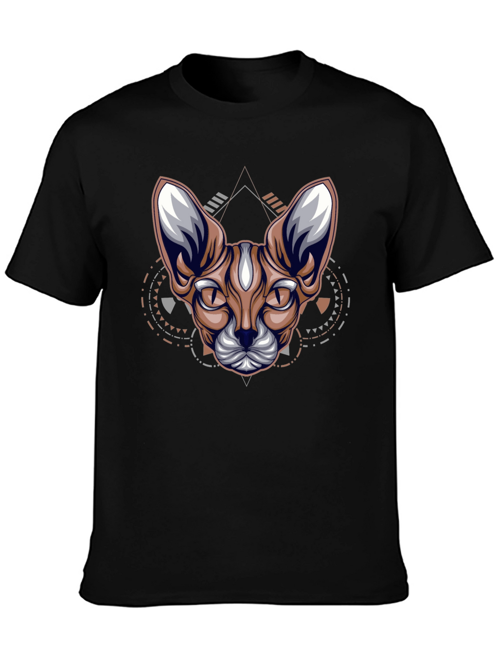 Geometric Cat Graphic Tee - Cool Streetwear