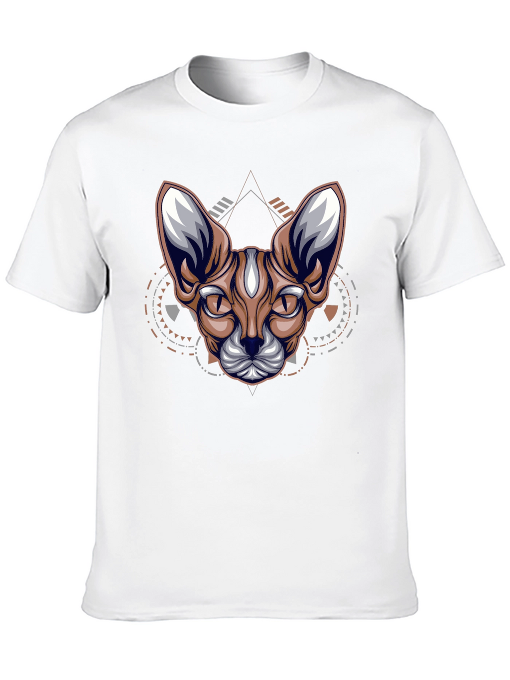 Geometric Cat Graphic Tee - Cool Streetwear