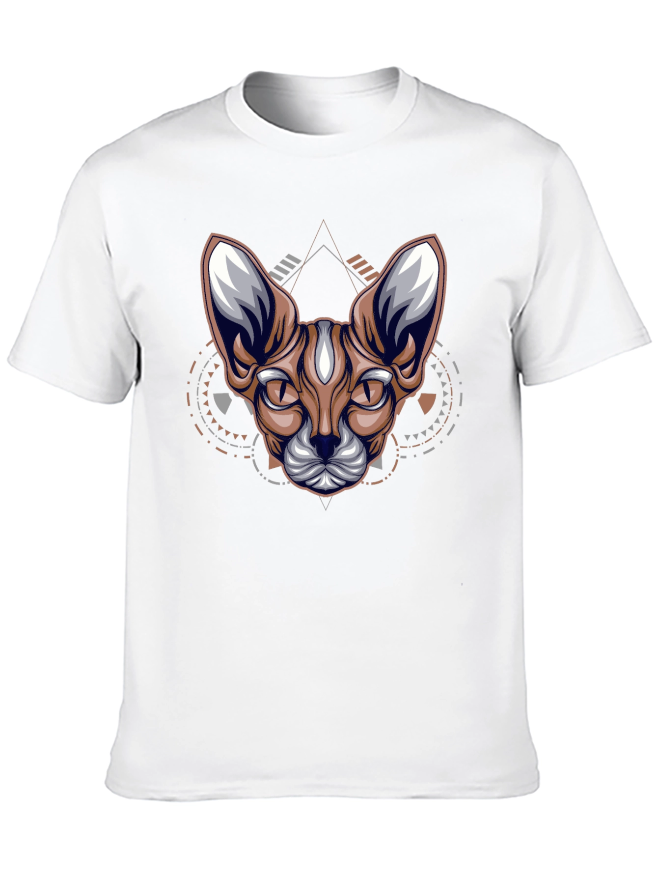 Geometric Cat Graphic Tee - Cool Streetwear
