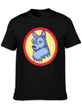 Cartoon Wolf Graphic Tee - Black Unisex T-Shirt
