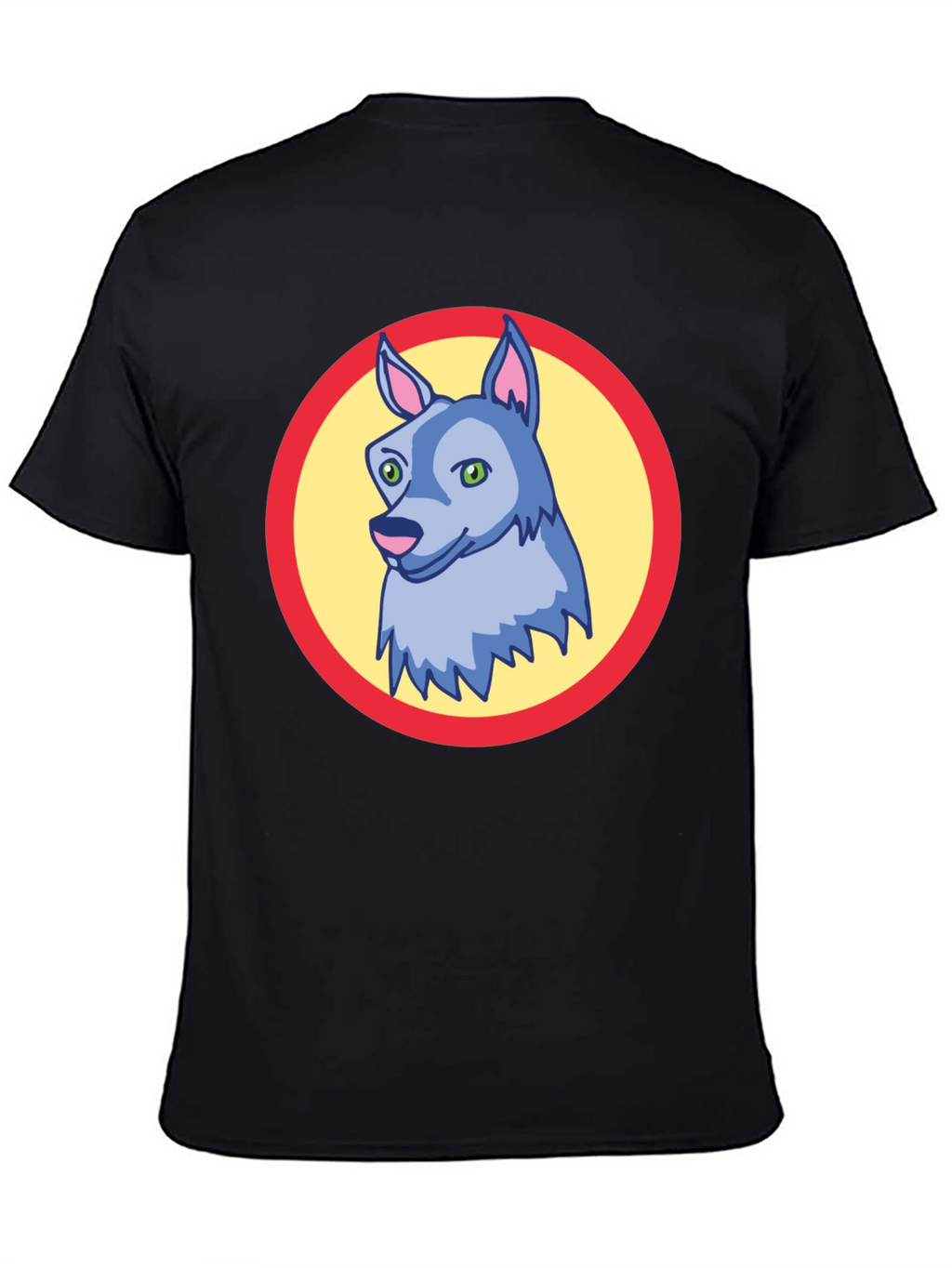 Cartoon Wolf Graphic Tee - Black Unisex T-Shirt