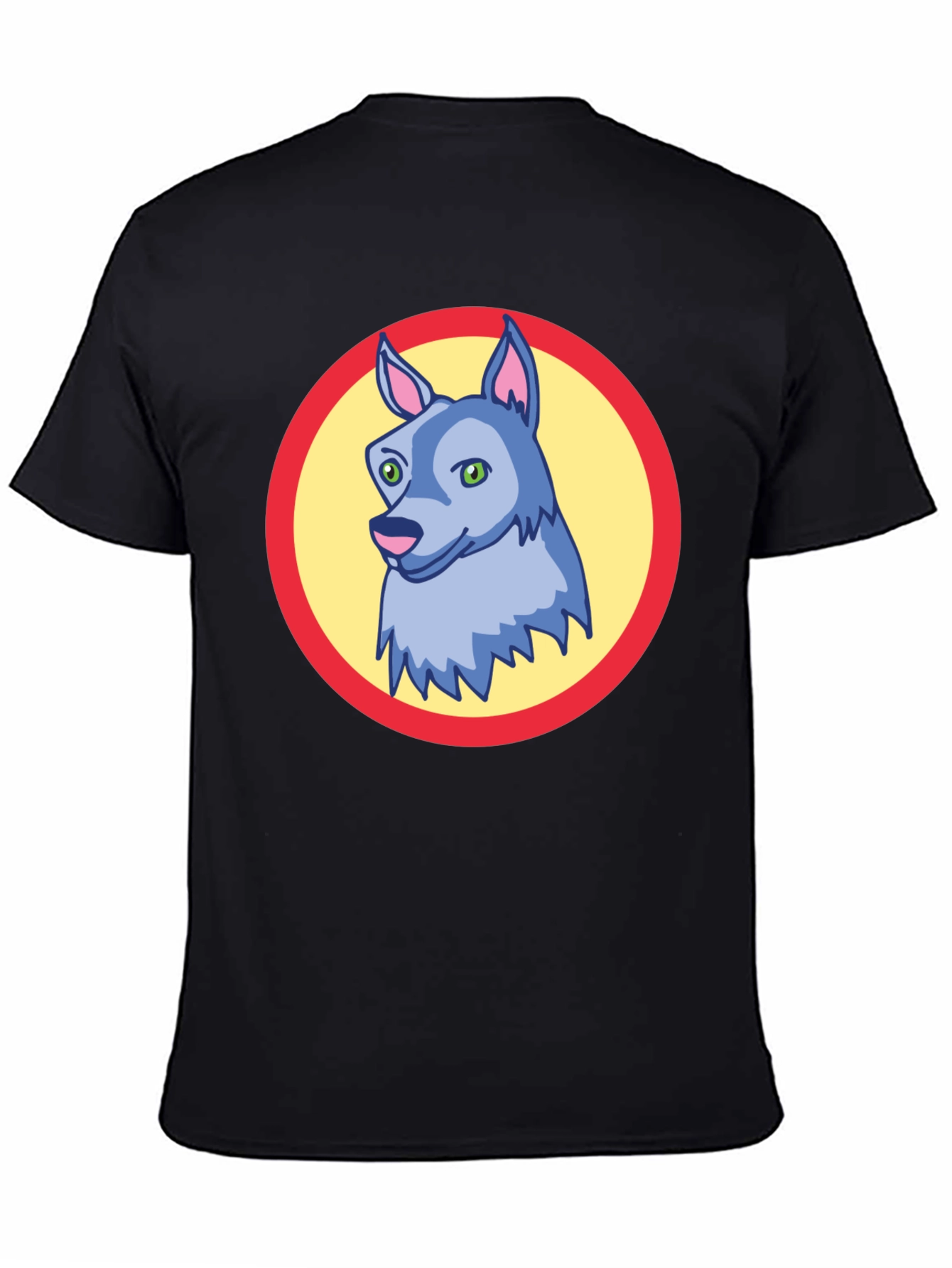 Cartoon Wolf Graphic Tee - Black Unisex T-Shirt