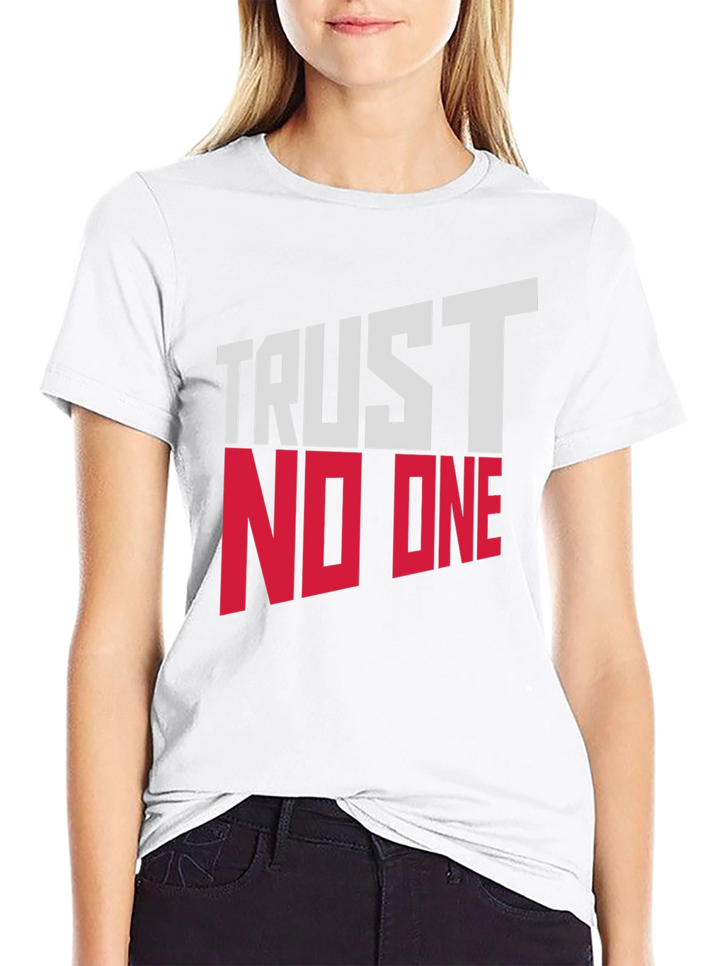 Trust No One Graphic Print Black T-Shirt