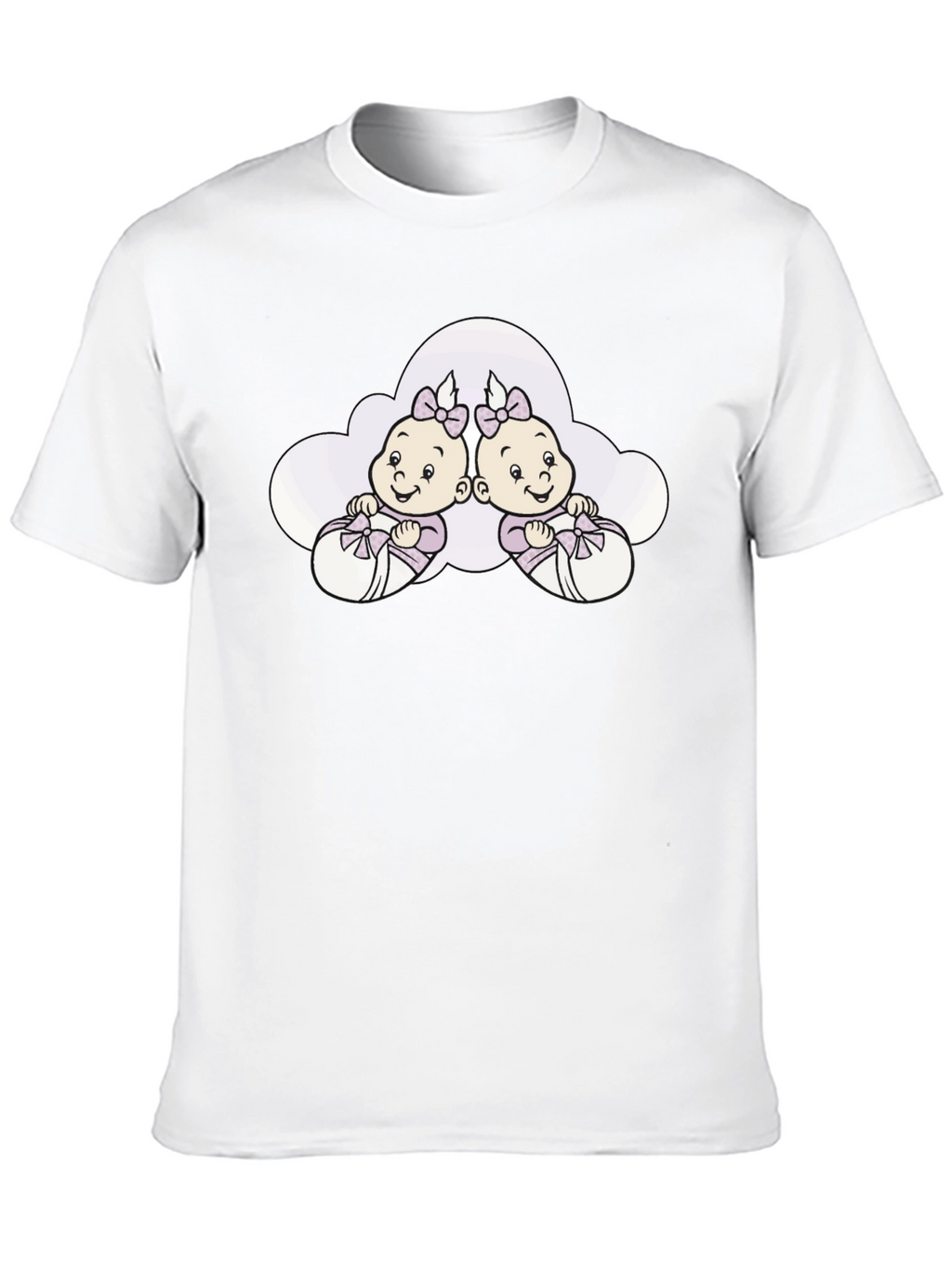 Cute Twins Baby Graphic Tee - Black Cotton T-Shirt