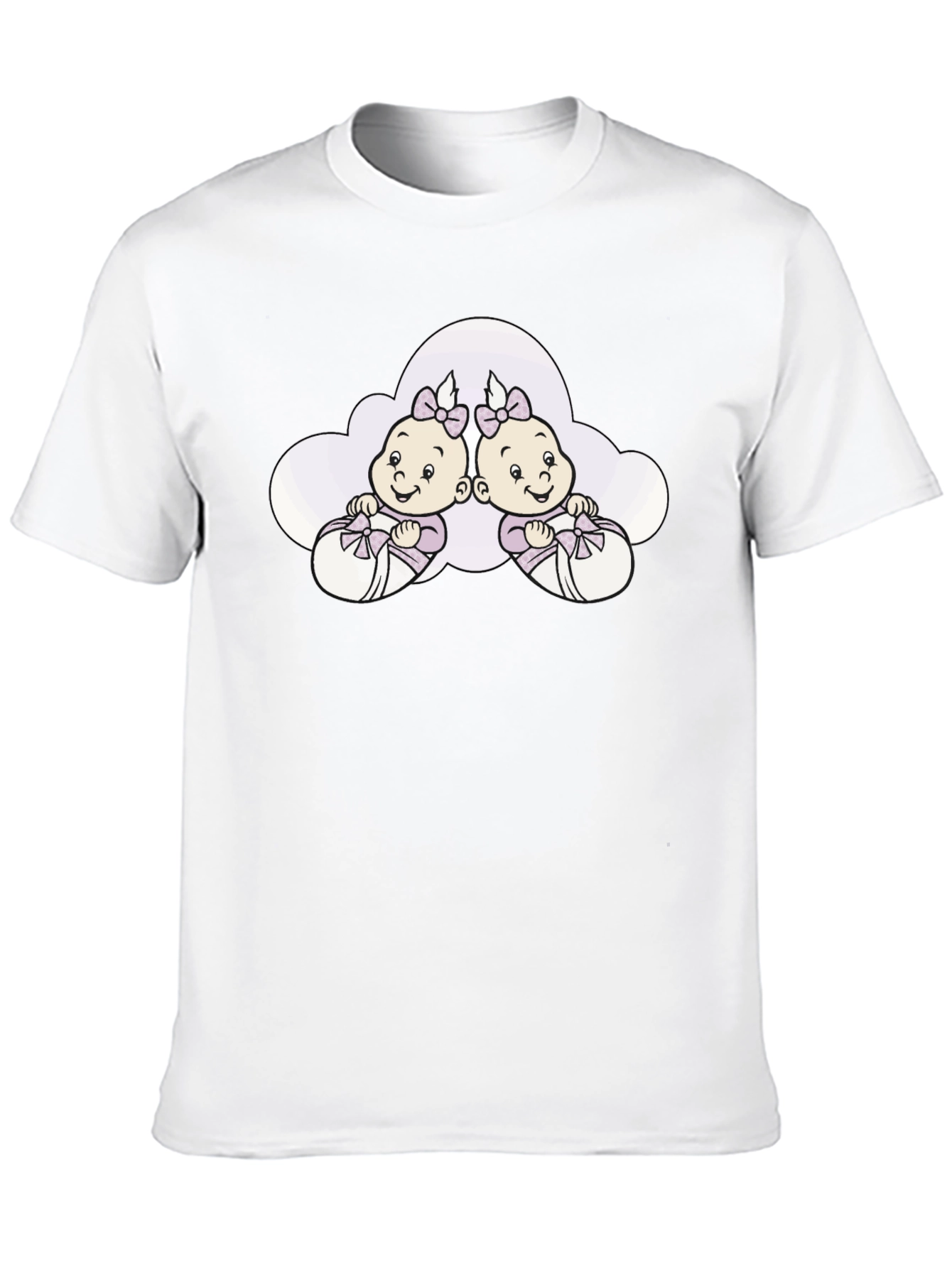 Cute Twins Baby Graphic Tee - Black Cotton T-Shirt