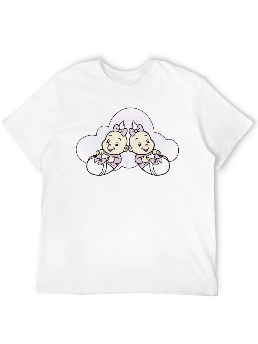 Cute Twins Baby Graphic Tee - Black Cotton T-Shirt