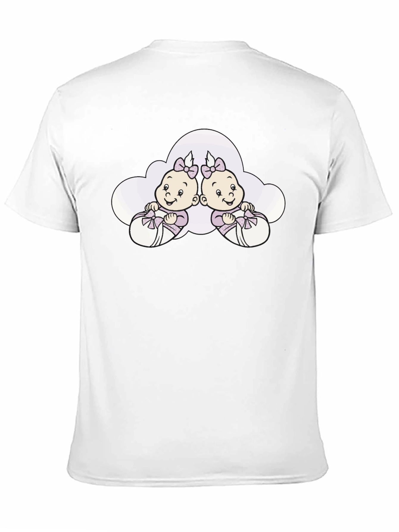 Cute Twins Baby Graphic Tee - Black Cotton T-Shirt