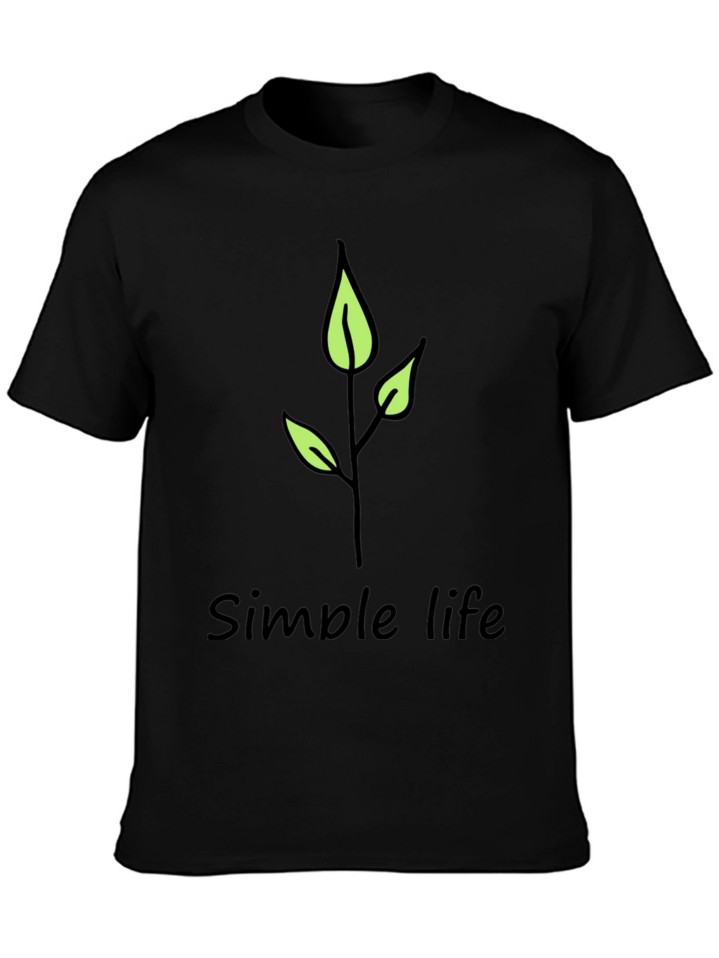 Simple Life Leaf Graphic Black T-Shirt