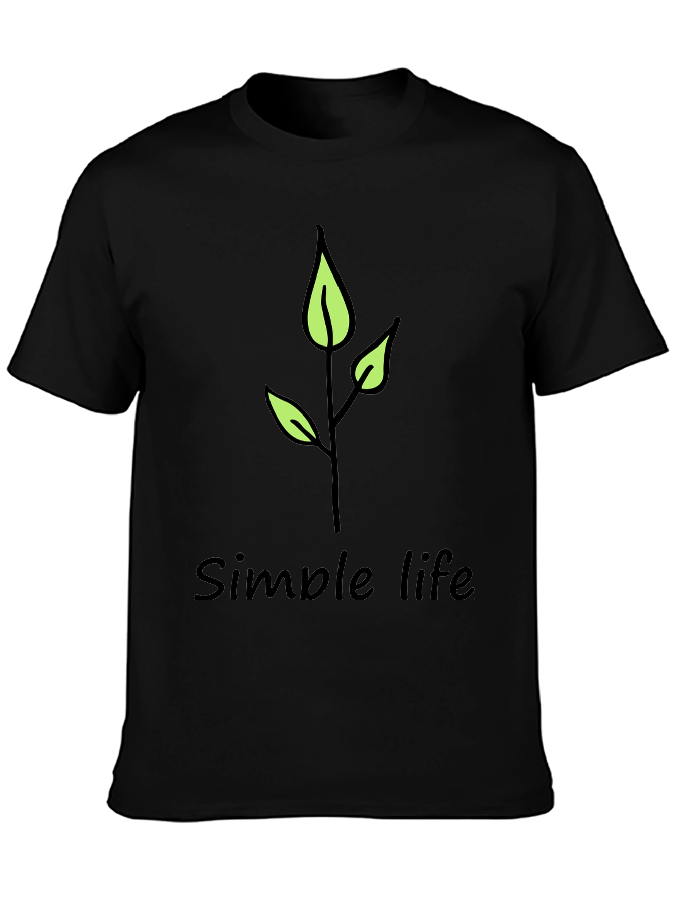 Simple Life Leaf Graphic Black T-Shirt
