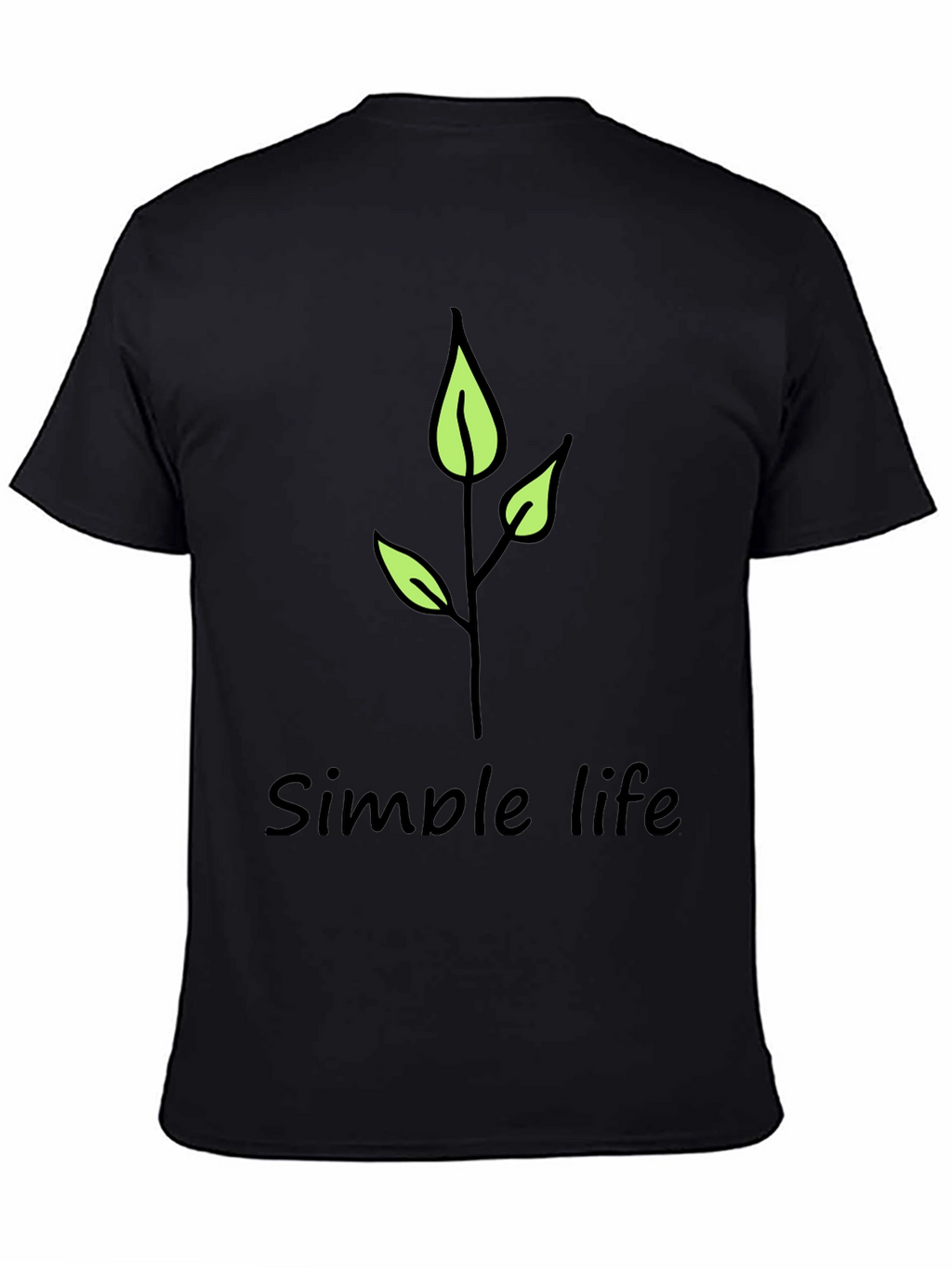 Simple Life Leaf Graphic Black T-Shirt