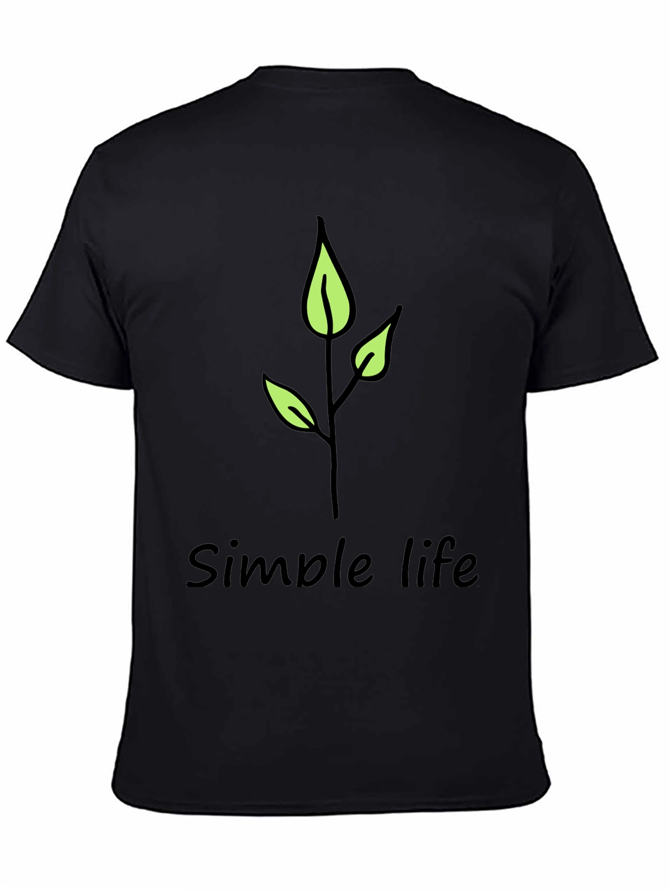 Simple Life Leaf Graphic Black T-Shirt