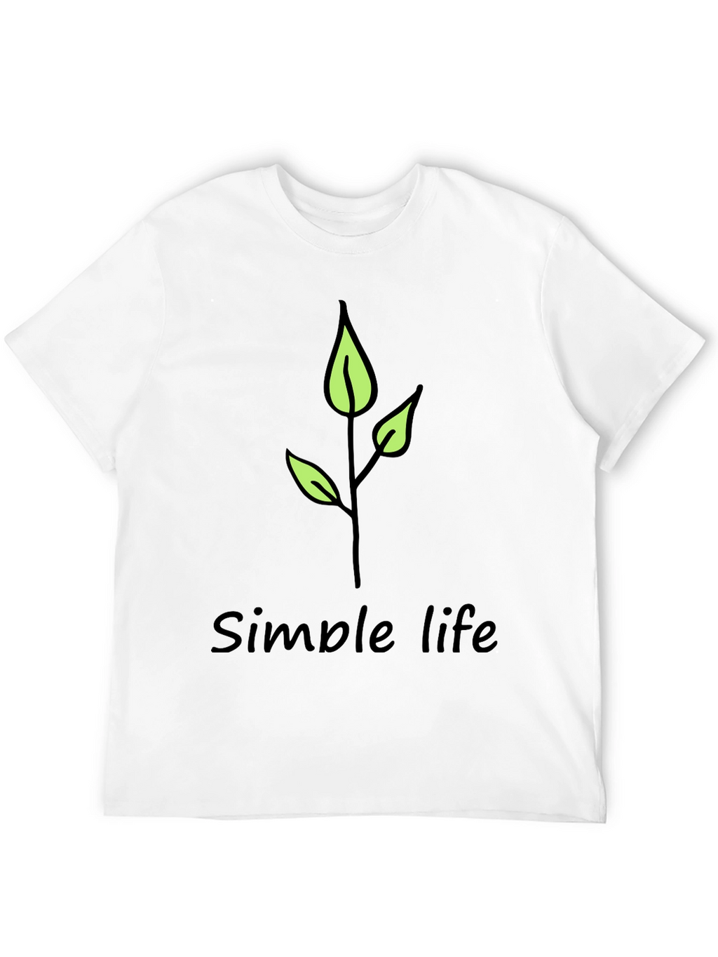 Simple Life Leaf Graphic Black T-Shirt
