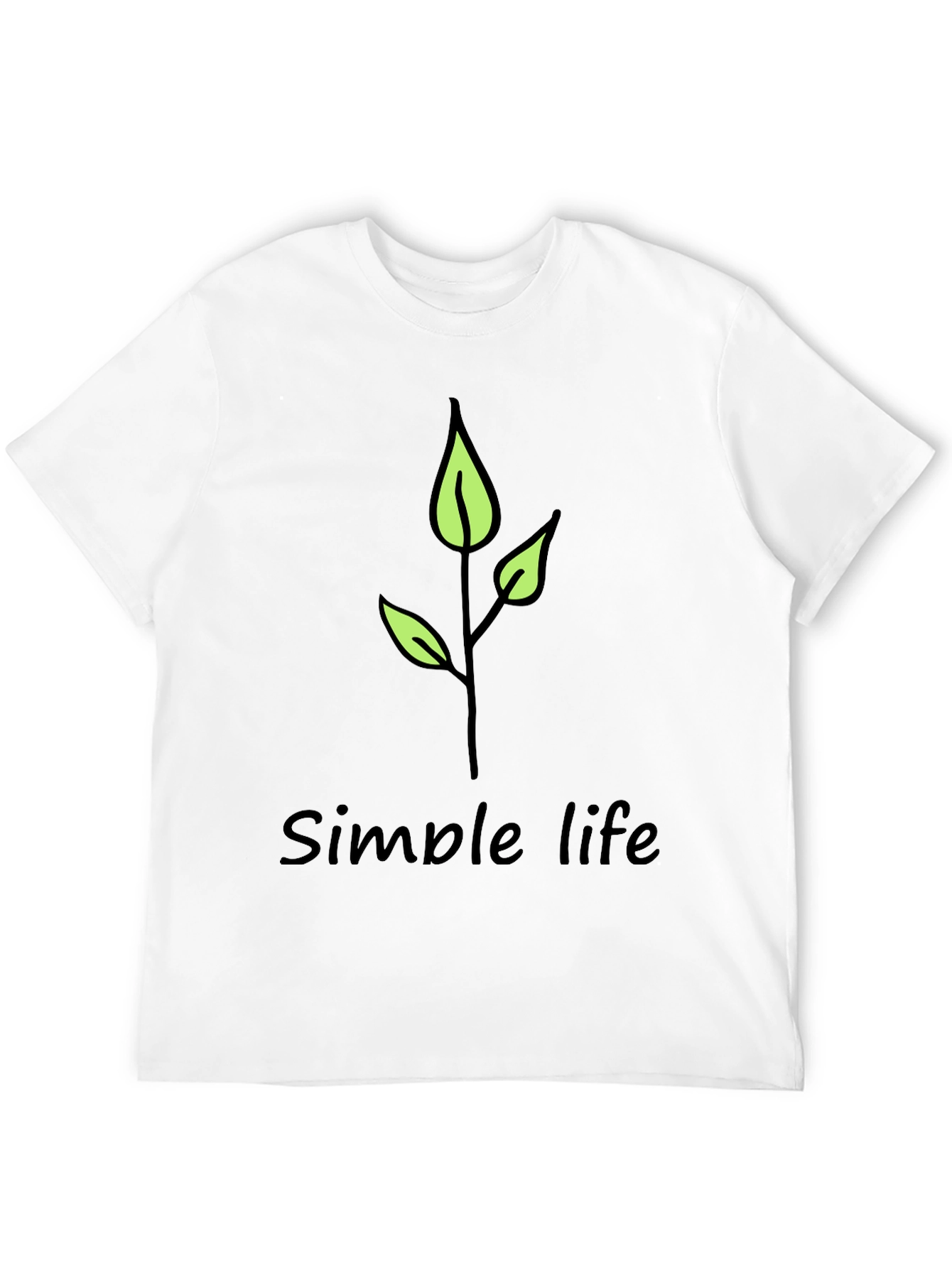 Simple Life Leaf Graphic Black T-Shirt