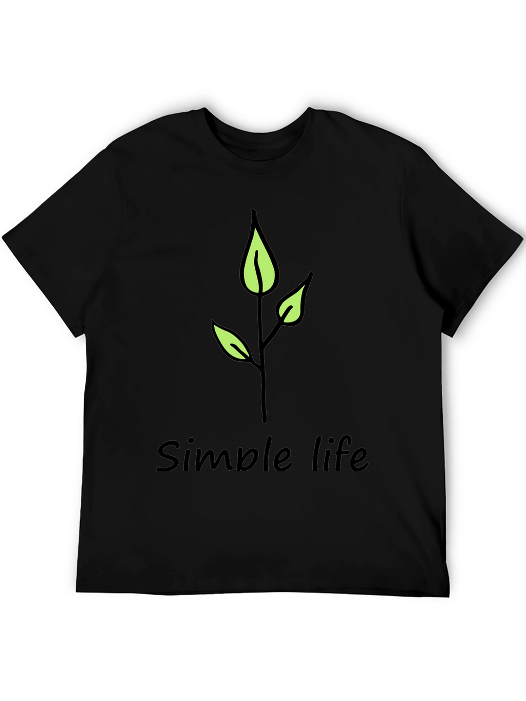 Simple Life Leaf Graphic Black T-Shirt