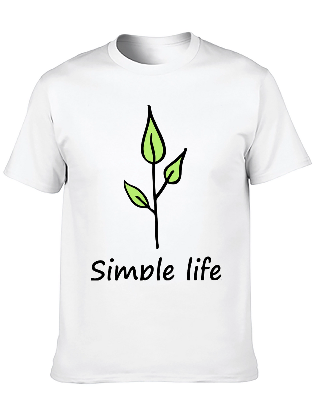 Simple Life Leaf Graphic Black T-Shirt
