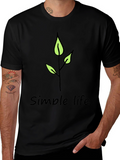 Simple Life Leaf Graphic Black T-Shirt