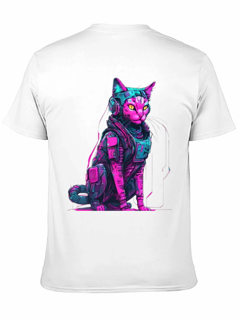 Cyberpunk Cat T-Shirt - Neon Futuristic Design