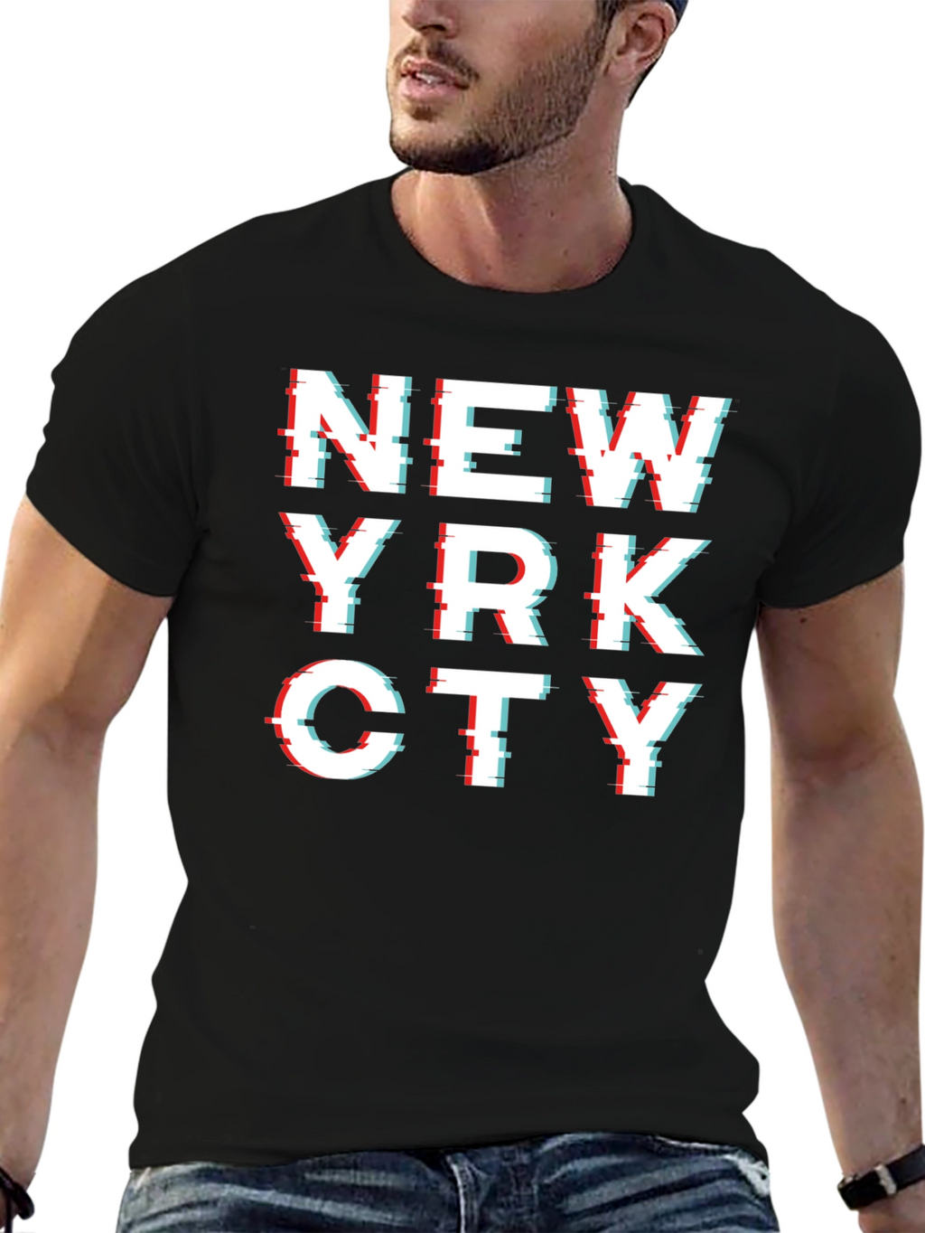 NYC Glitch Black Tee - City Style T-Shirt