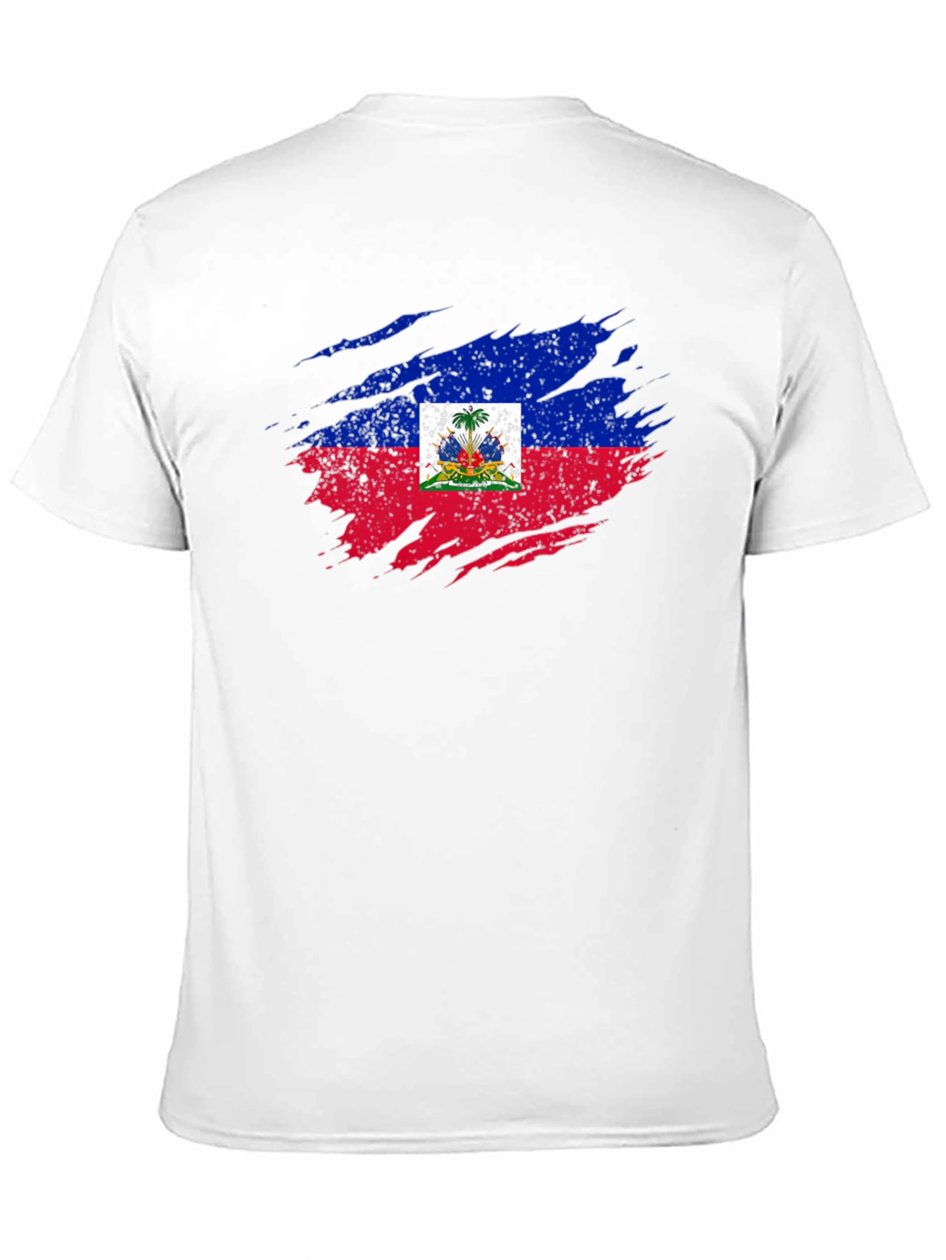 Haiti Flag Distressed Black T-Shirt