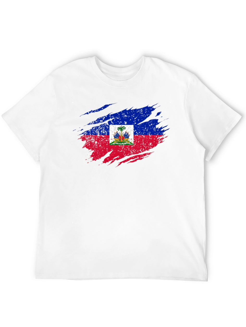 Haiti Flag Distressed Black T-Shirt