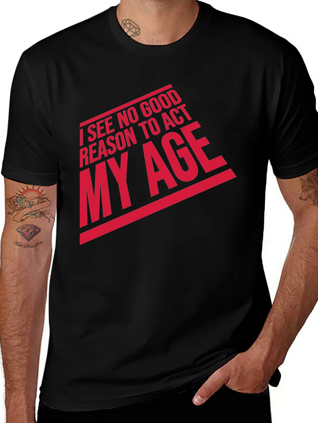 Funny Act My Age Graphic Tee - Black