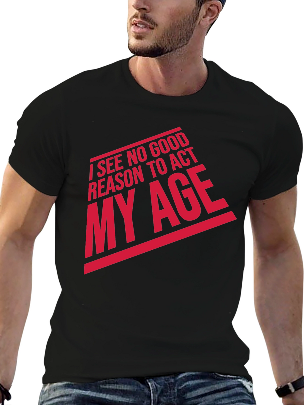 Funny Act My Age Graphic Tee - Black