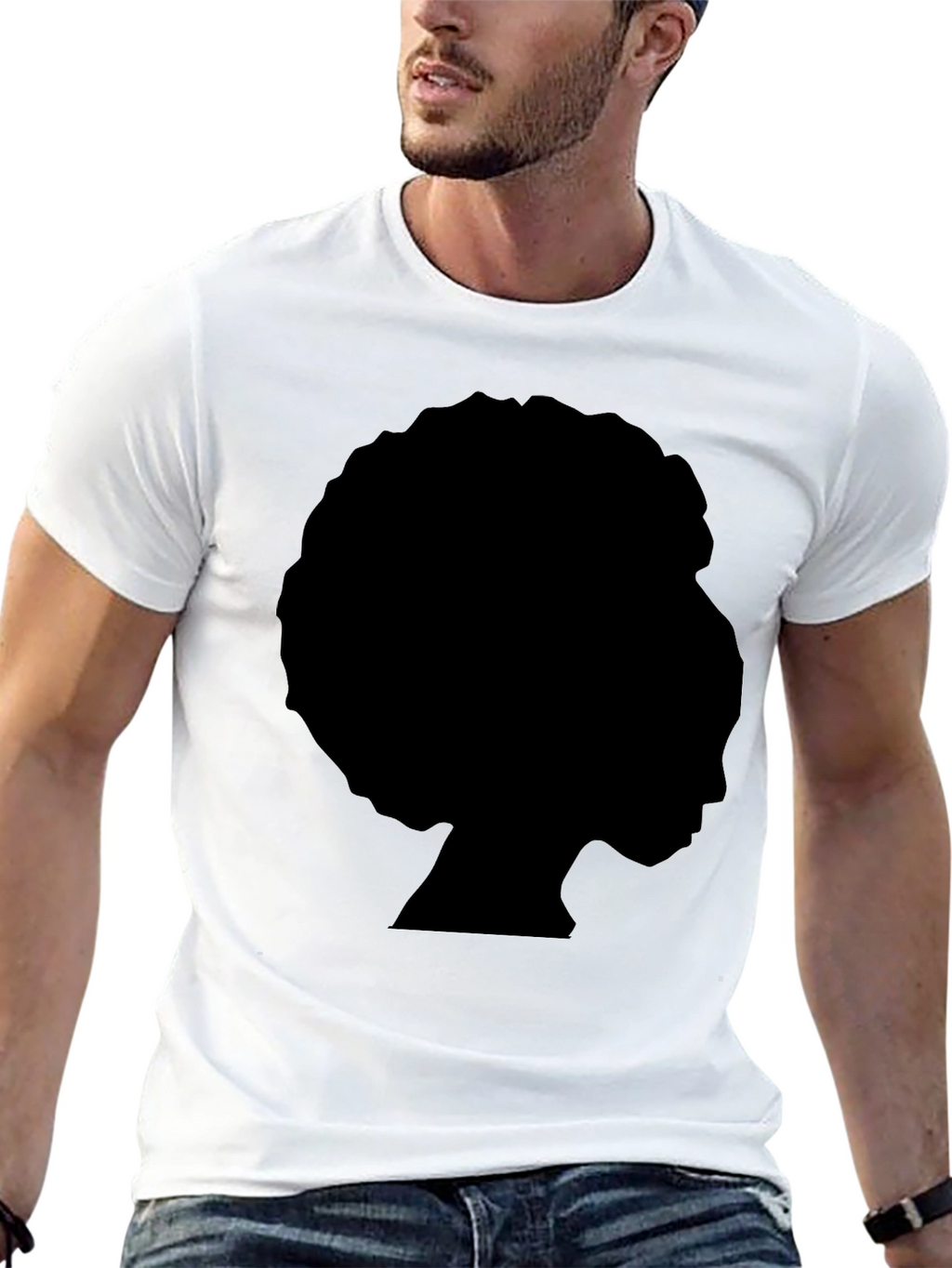 Afro Silhouette Graphic Tee - Cool Black T-Shirt