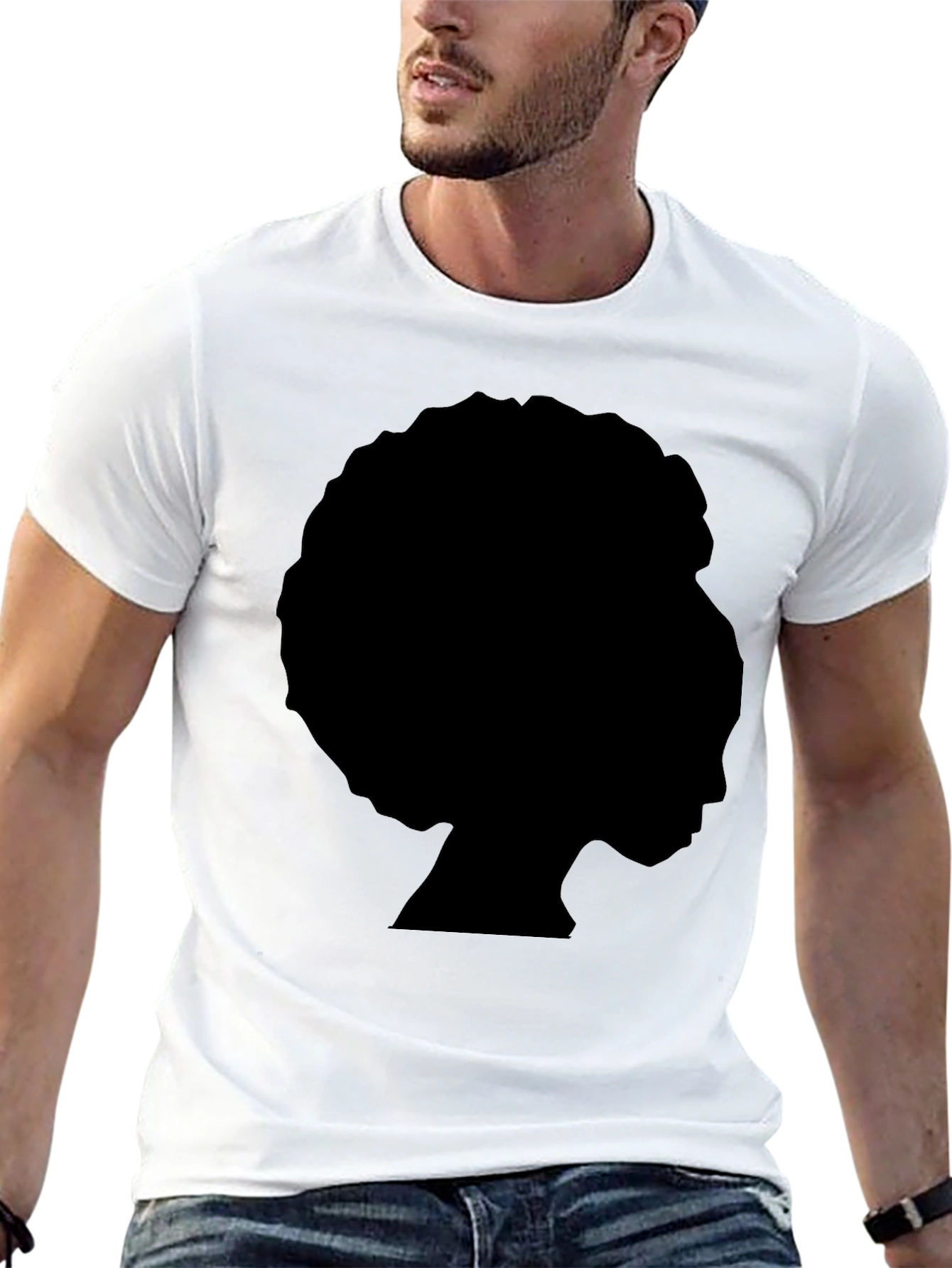 Afro Silhouette Graphic Tee - Cool Black T-Shirt