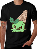 Mens Black T-Shirt with Angry Ice Cream Cone Graphic