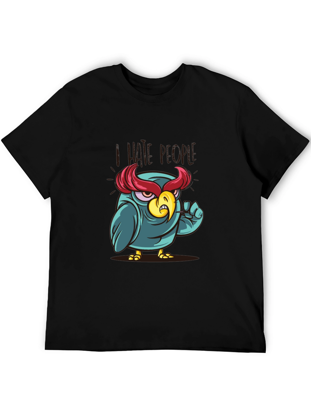 I Hate People Owl Graphic Tee - Black Cotton
