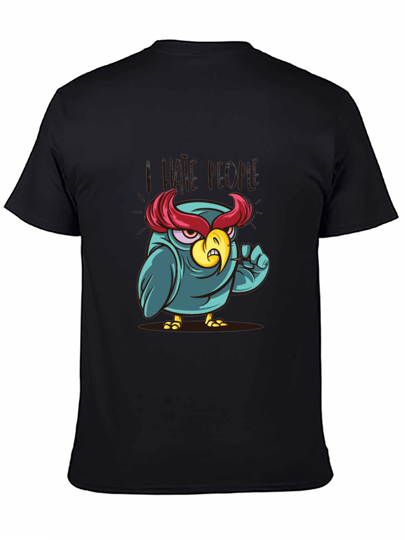 I Hate People Owl Graphic Tee - Black Cotton