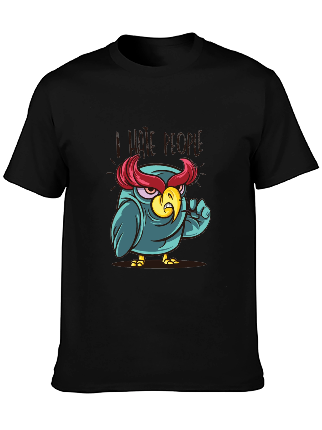 I Hate People Owl Graphic Tee - Black Cotton