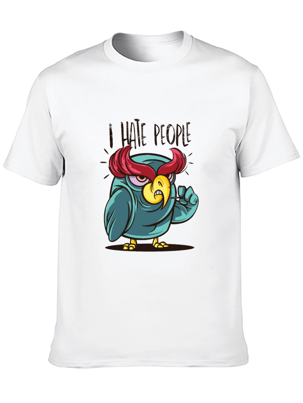 I Hate People Owl Graphic Tee - Black Cotton