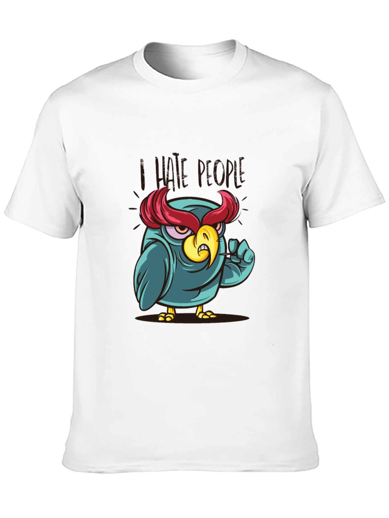 I Hate People Owl Graphic Tee - Black Cotton