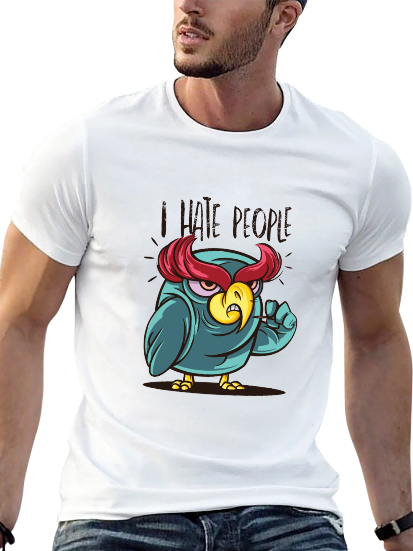 I Hate People Owl Graphic Tee - Black Cotton